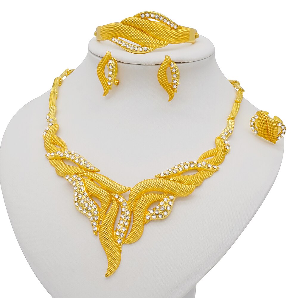 Fashion Dubai Gold Color Luxury Ethiopian Irregular Jewelry Sets African India Wedding Necklace Earrings Set For Women Party