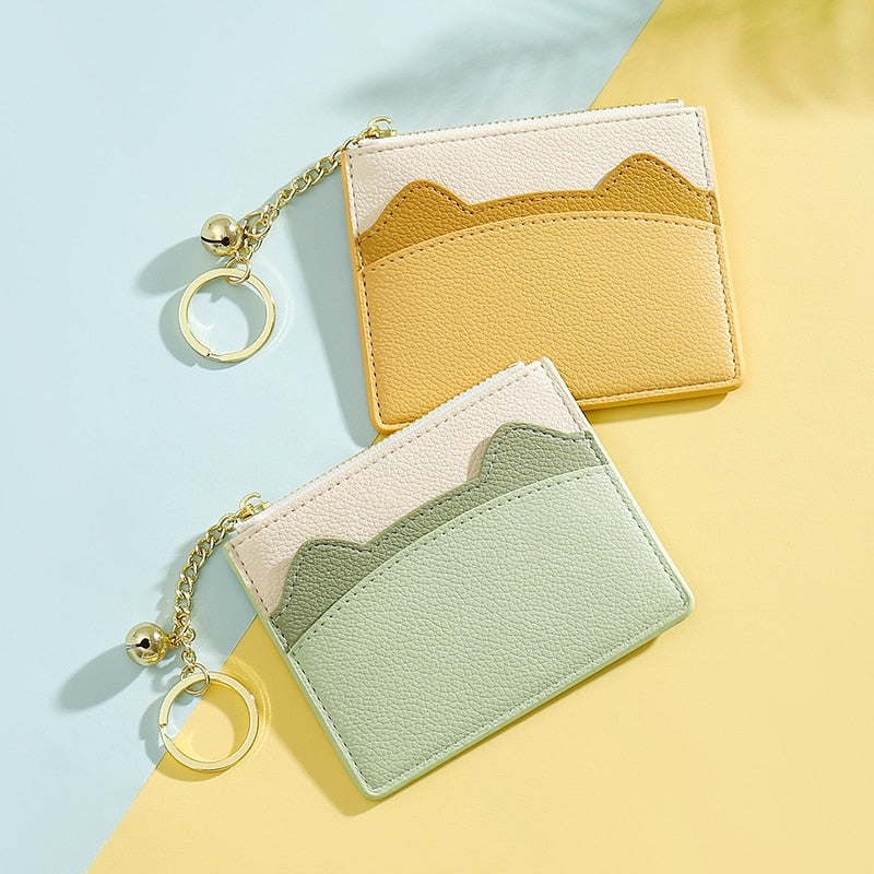 Brand Card Holder Women Soft Leather Key Chain Bag Small Card Wallets Female Organzier Mini Credit Card Case Zipper Coin Bags