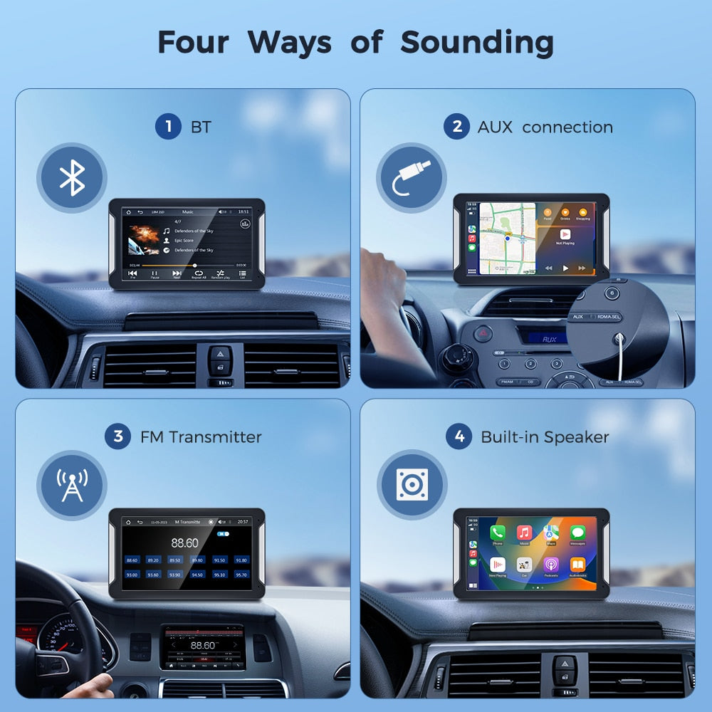 7 Inch Car Radio Portable Wireless Apple CarPlay Android Auto Stereo Multimedia Touch Screen Bluetooth Navigation