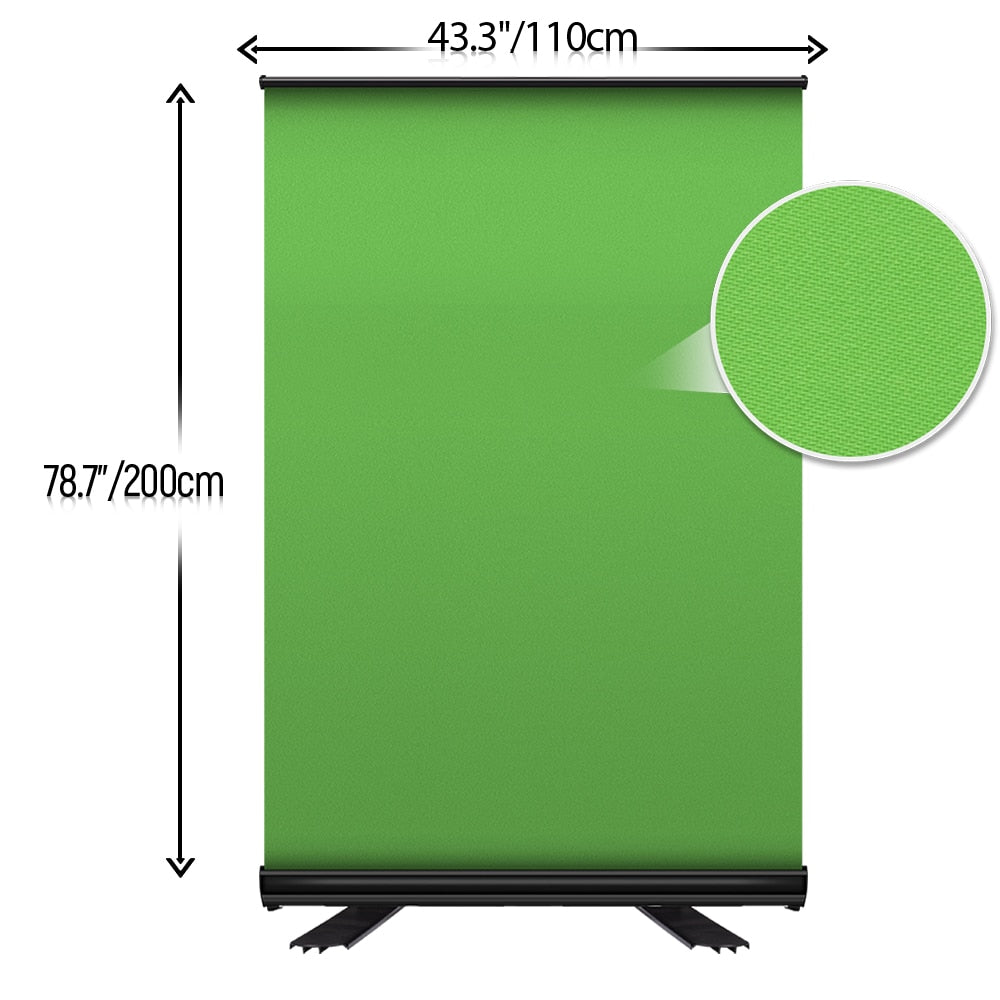 110*200cm Collapsible Chromakey Background Pull-up Style Wrinkle-resistant Green Screen Backdrop for Photography Video YouTube