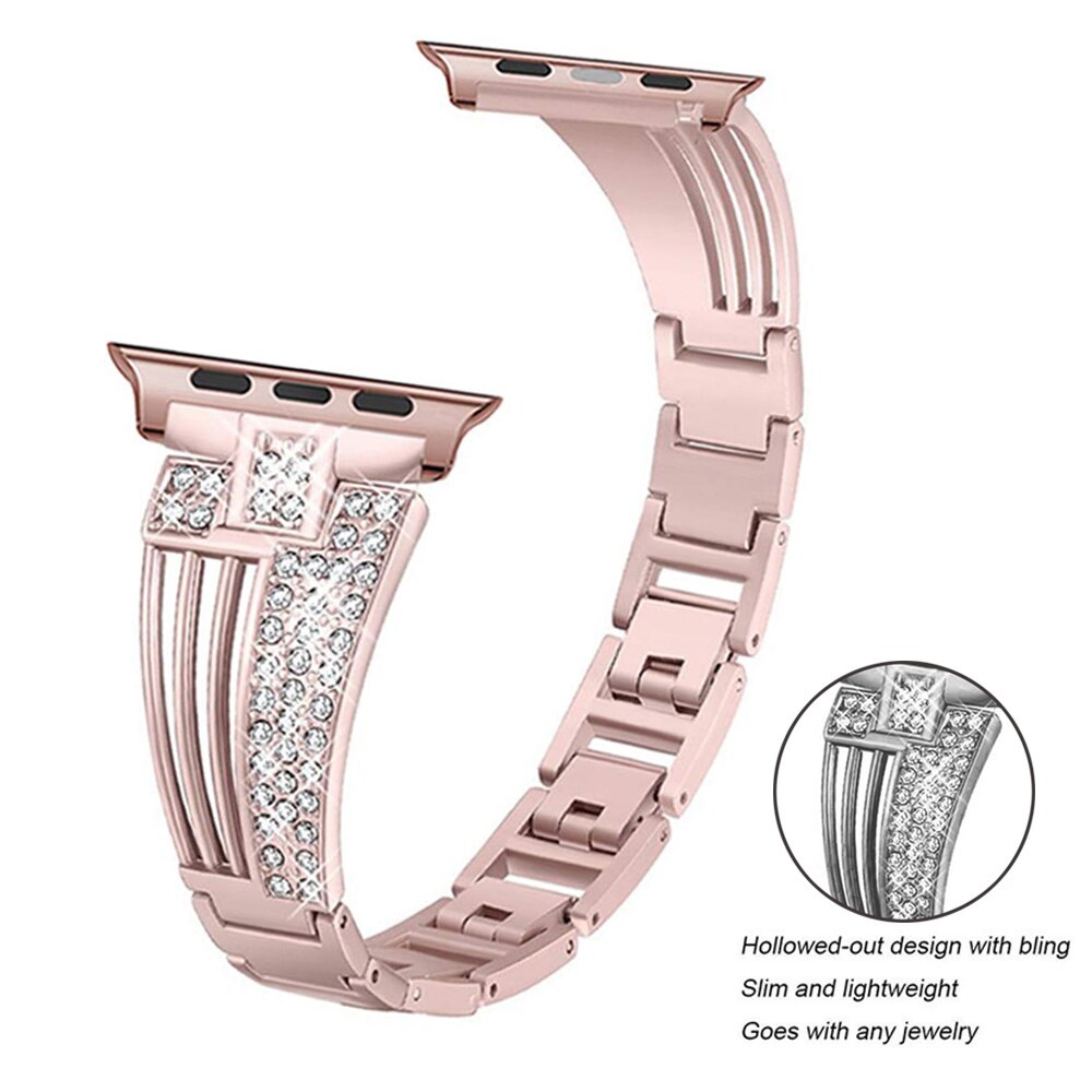 Luxury Crystal Diamond Strap For Apple Watch Ultra 49mm Band 42mm 38 40 44 mm Series 8 7 6 SE 5 4 3 Bands Steel iwatch 41mm 45mm