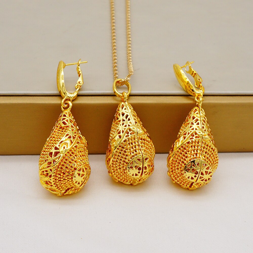 2022 Fashion Ethiopian Necklace Earrings African Bridal Jewellery sets For Women Wedding Party Gift