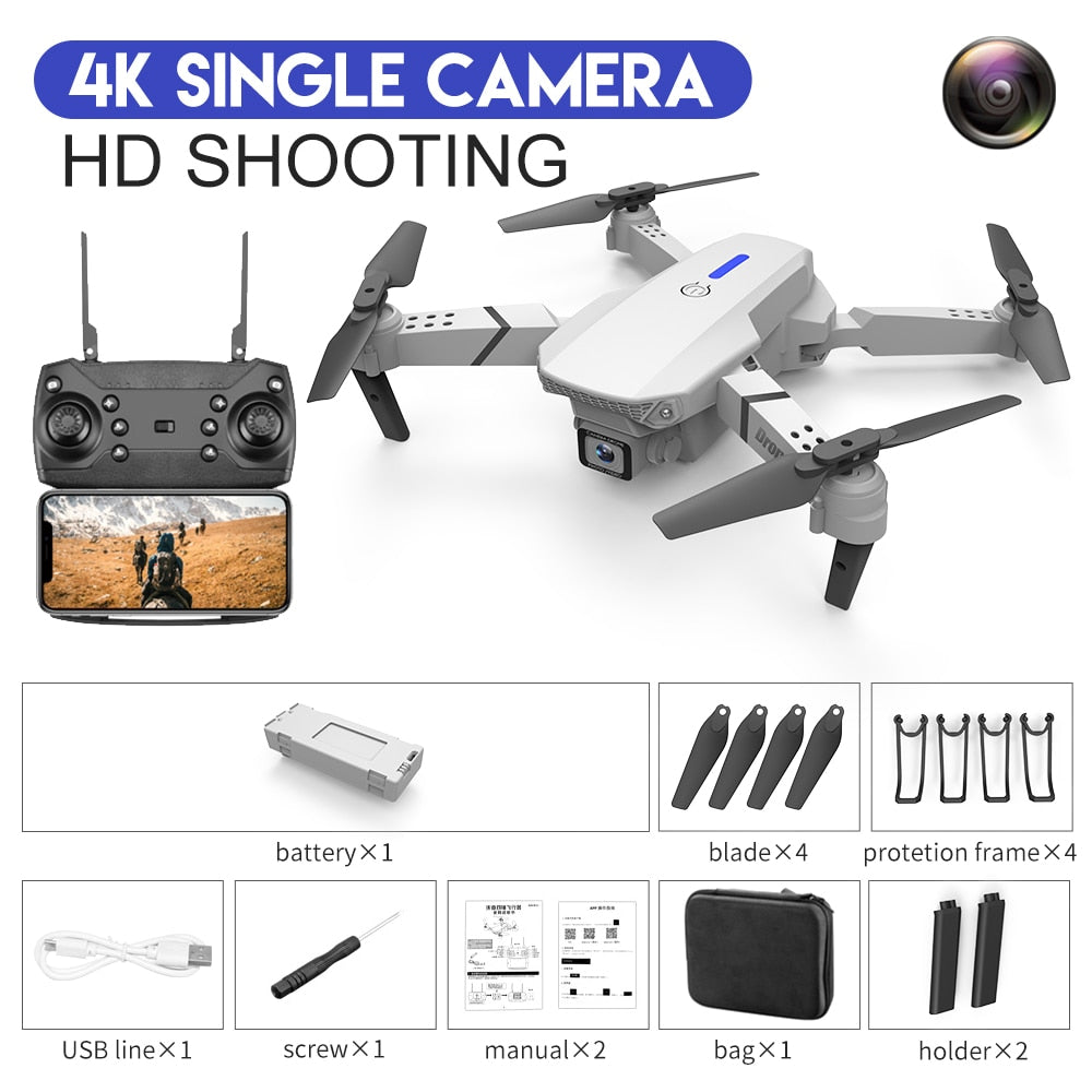 New 2023 E88Pro RC Drone 4K Professinal With 1080P Wide Angle HD Camera Foldable RC Helicopter WIFI FPV Height Hold Gift Toy