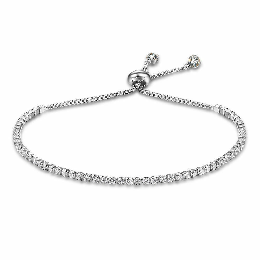 Fashion Charm CZ Tennis Bracelet for Women Crystal Zircon Jewelry Adjustable Gold Silver Color Box Chain Bracelets Gift