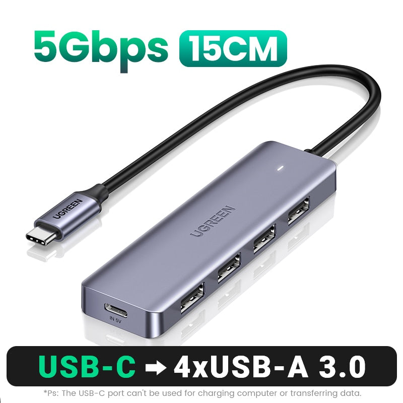 UGREEN USB C Hub 4 Ports USB Type C to USB 3.0 Hub Splitter Adapter for MacBook Pro iPad Pro Samsung Galaxy Note 10 S10 USB Hub