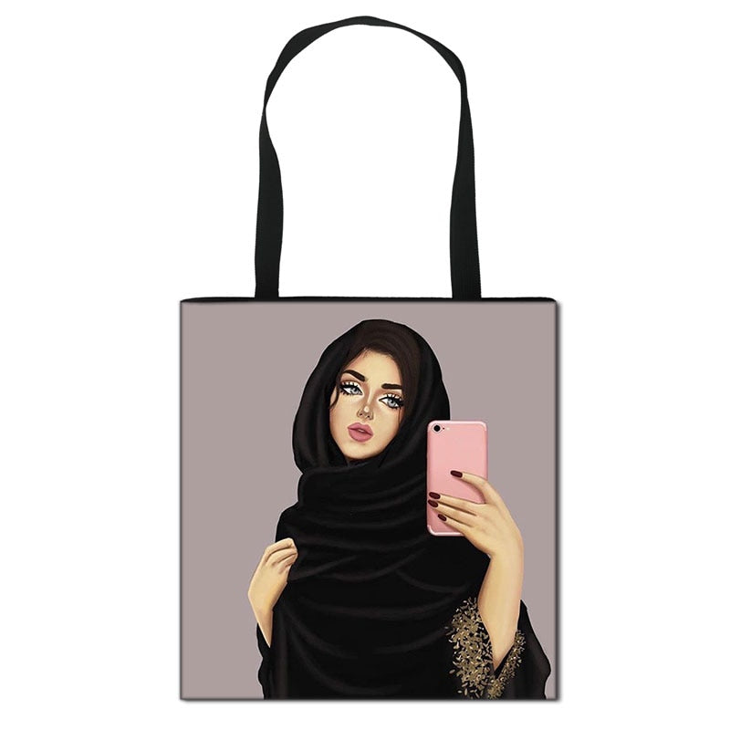 Hijab Face Muslim Shoulder Bag Women Casual Totes Large Capacity Ladies Shopping Bags Islamic Gril Handbag Travel Bags