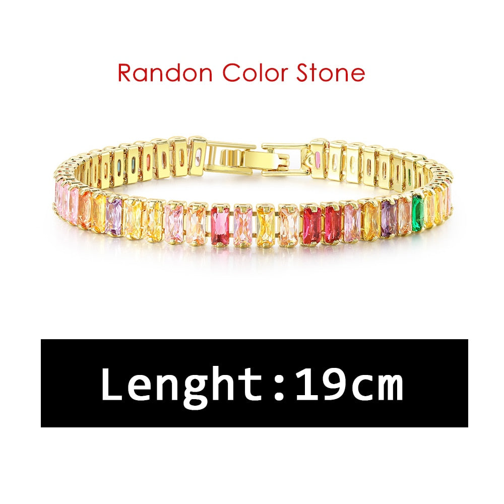 Luxury CZ Tennis Bracelet for Women Gold Color Bangle Korean Style Crystal Hand Chain Fashion Jewelry Zirconia Accessories H167