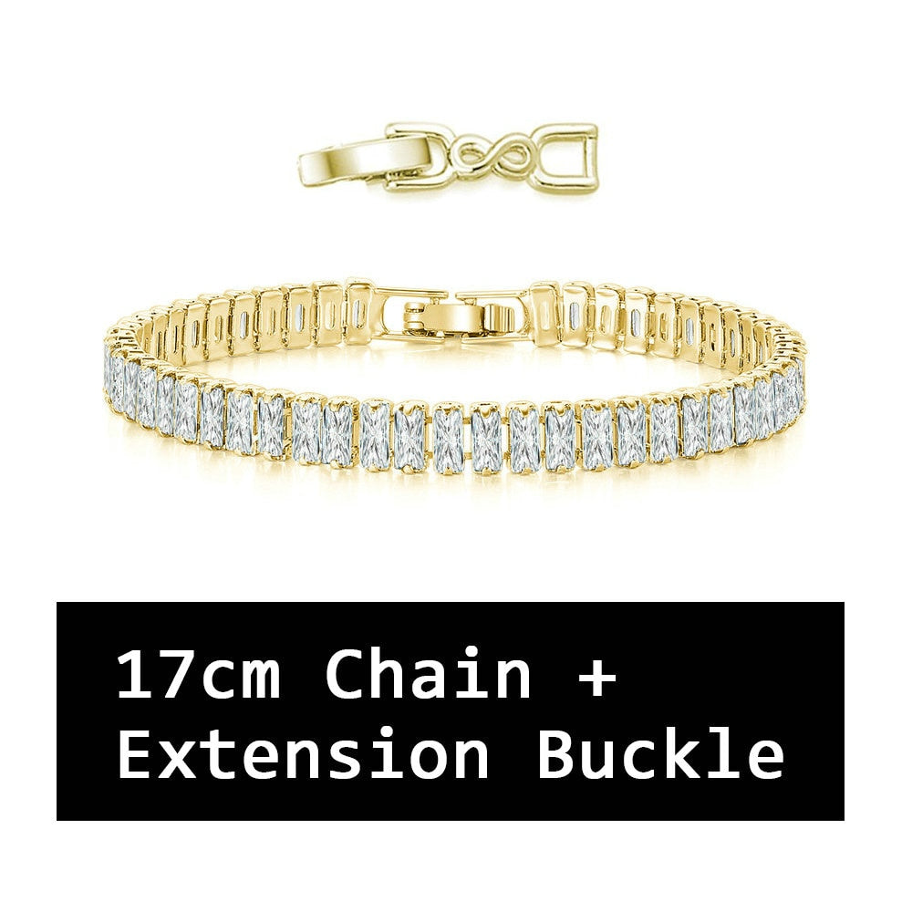 Luxury CZ Tennis Bracelet for Women Gold Color Bangle Korean Style Crystal Hand Chain Fashion Jewelry Zirconia Accessories H167