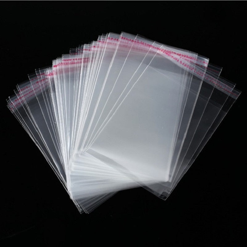 100pcs Multiple Size Clear Self-adhesive Cello Cellophane Bag Self Sealing Small Plastic Bags For Candy Packing Resealable Bags