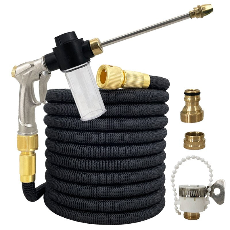 New Water Gun Garden Hose Retractable Magic Hose EU High Pressure Car Wash Hose With Metal Spray Gun Outdoor Garden Watering