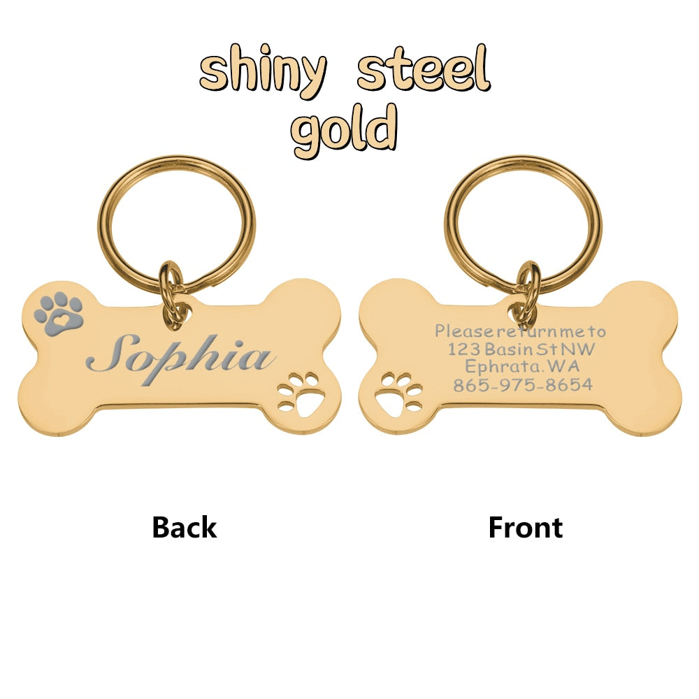 Personalized Pet Dog Name Tags Shiny Steel Free Engraving Kitten Puppy Anti-lost Collars Tag Collar for Dogs Cats Nameplate