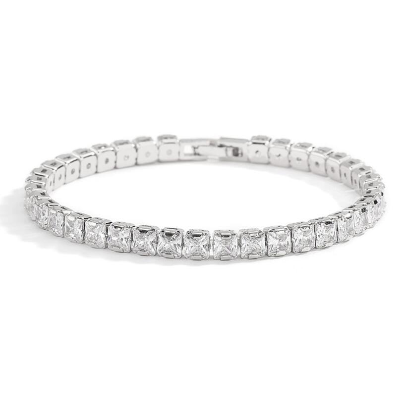 Platinum-plated. Sterling silver 925 with 2-6.5mm real moissanite tennis bracelet for women as a gift.