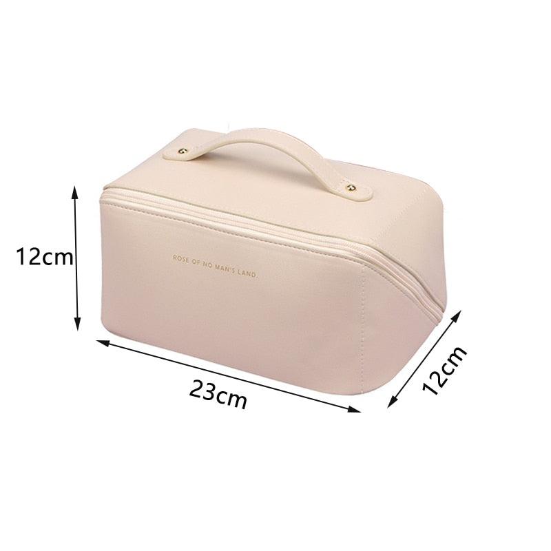 Large Travel Cosmetic Bag for Women Makeup Organizer Leather Toiletry Kit Bags Make Up Case Storage Pouch Luxury Lady Box