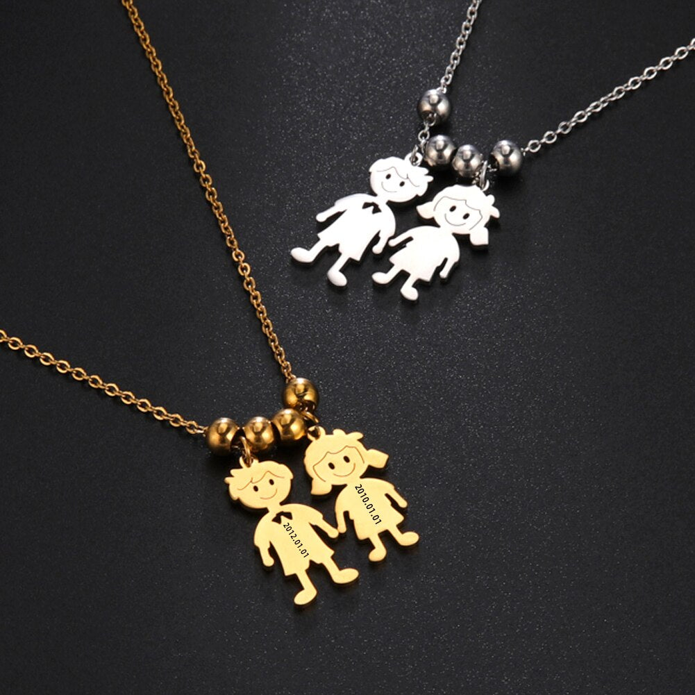 Personalized Necklace Child Kid Mother Mom Custom Product Name Chain Family Boy Girl Gift For Women Man Stainless Steel Jewelry