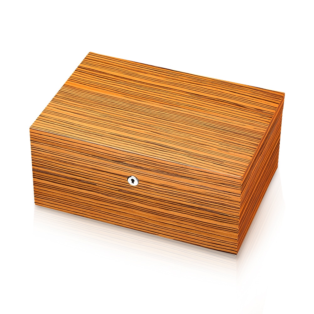 Large Capacity Humidor Cigar Box Cedar Wood Cigar Case Glossy Piano Finish Cigar Humidor Box W/ Humidifier Hygrometer