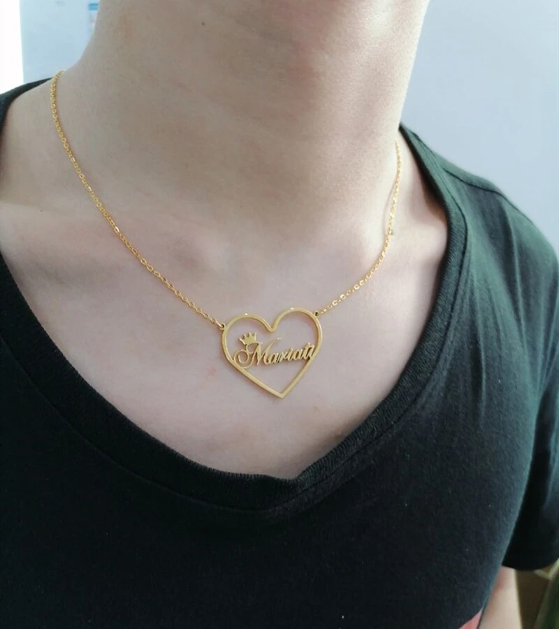 Free Box Romantic Heart Name Necklace For Women Girl Jewelry Custom Nickname Pendant Necklace Personalized Wedding Gifts