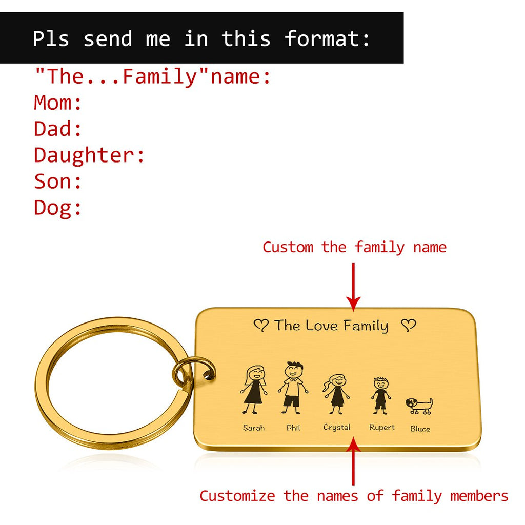 Personalized Family Keychain Engraved Family Gifts for Parents Children Present Keyring Bag Charm Families Member Gift Key Chain