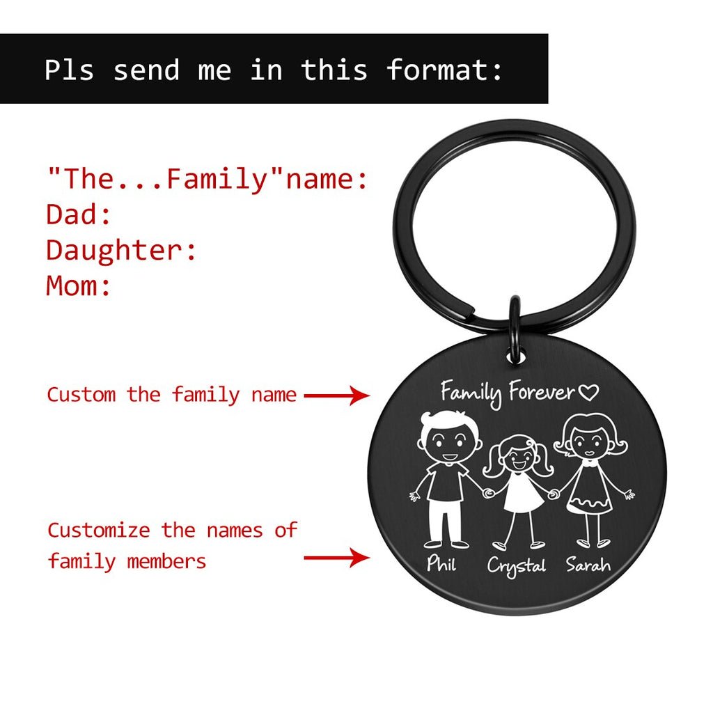 Personalized Family Keychain Engraved Family Gifts for Parents Children Present Keyring Bag Charm Families Member Gift Key Chain