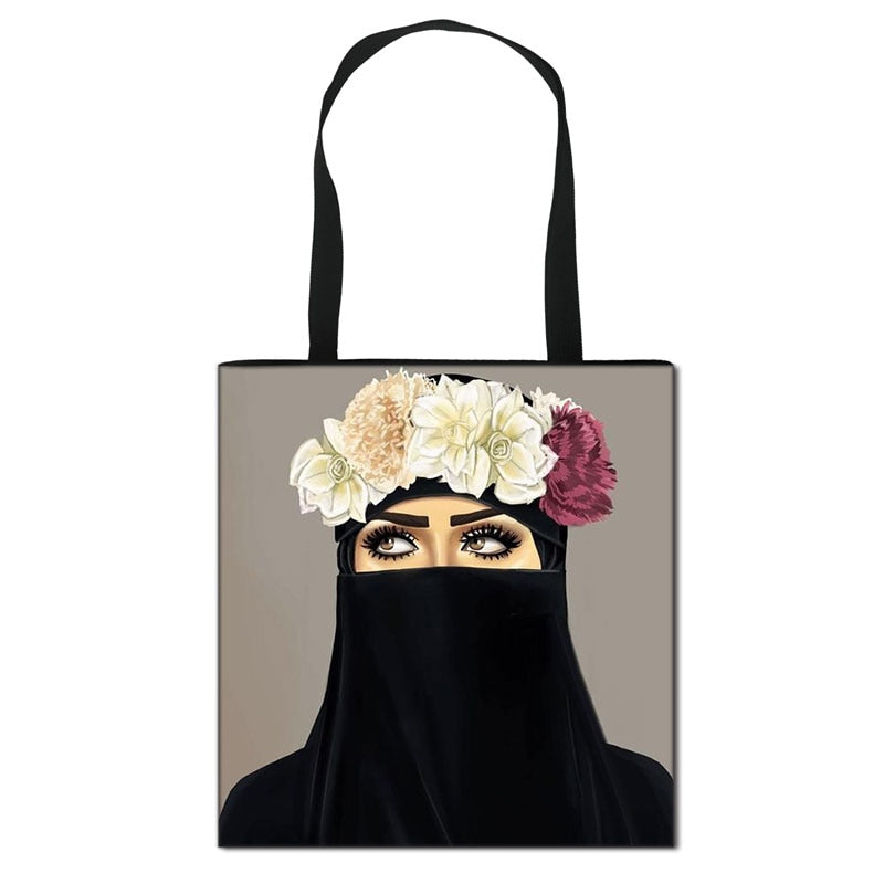 Hijab Face Muslim Shoulder Bag Women Casual Totes Large Capacity Ladies Shopping Bags Islamic Gril Handbag Travel Bags