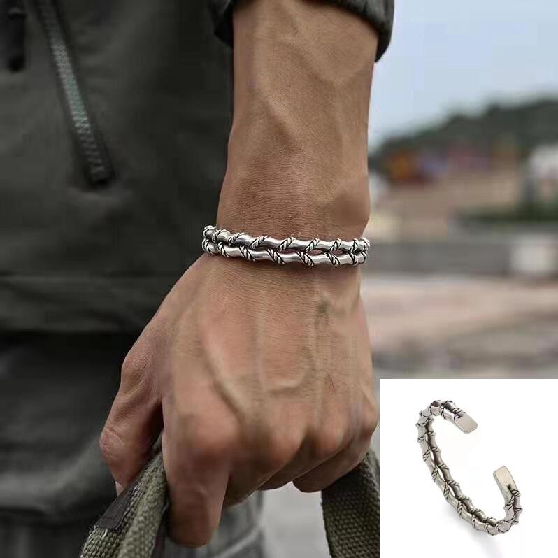 Silver Color Feather Cuff Bracelet for Men Women Vintage Adjustable Bracelet Bangle Fashion Jewelry