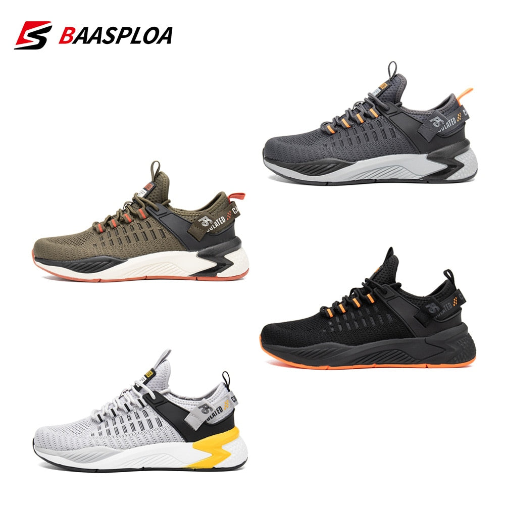 Baasploa 2023 Men Running Shoes Non-slip Shock Absorption Sneaker Lightweight Tennis Shoe Waterproof Man Breathable Casual Shoes