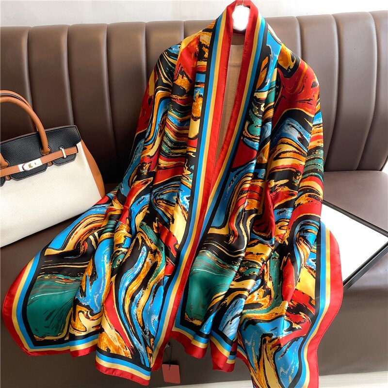 2022 New Design Brand Silk Scarves Summer Women Shawls And Wraps Print Hijabs Scarfs Foulard Femme Pashmina Beach Stoles Luxury