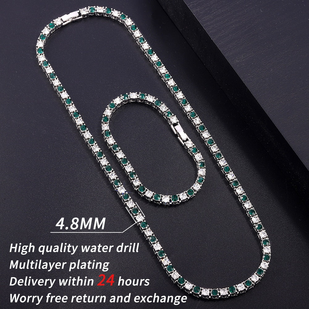 New 4MM Iced Out tennis Bracelet Necklace Men Tennis Chain Fashion Hip-Hop Jewelry Women 16/18/20/24/30inch Choker Chain Gift