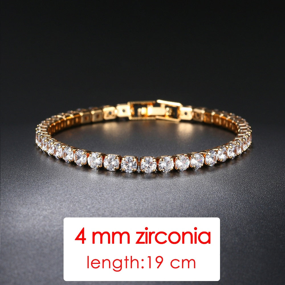 ZHOUYANG Tennis Bracelets For Women Simple Luxury Round Crystal Gold Color Bangle Chain Wedding Girl Gift Wholesale Jewelry H074