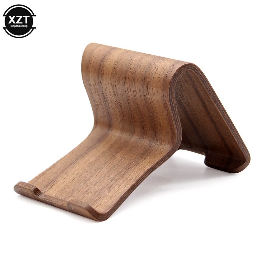 Universal Lazy Holder Wooden Walnut Birch Mobile Phone Stand Holder Tablets Keeper for iOS Android Smart Phone (Walnut)