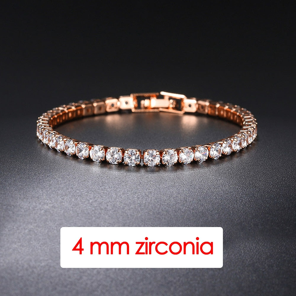 Women&#39;s Tennis Bracelet Hip Hop Trendy AAA+ Cubic Zirconia Silver Color Teen Girl Crystal Chain on The Hand Wedding Jewelry H086