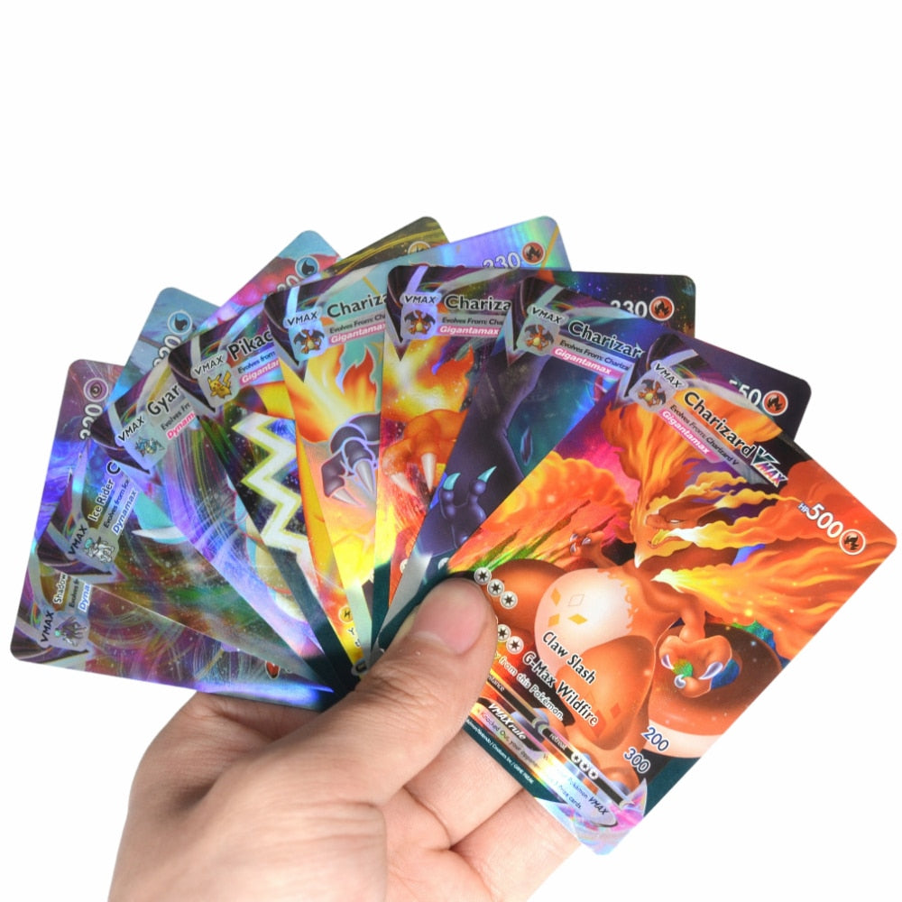 50-100Pcs Pokemon Cards Charizard 100VMAX GX V 60MEGA TRAINER Game Shining Cards No Repeat Battle Carte Trading Children Toy