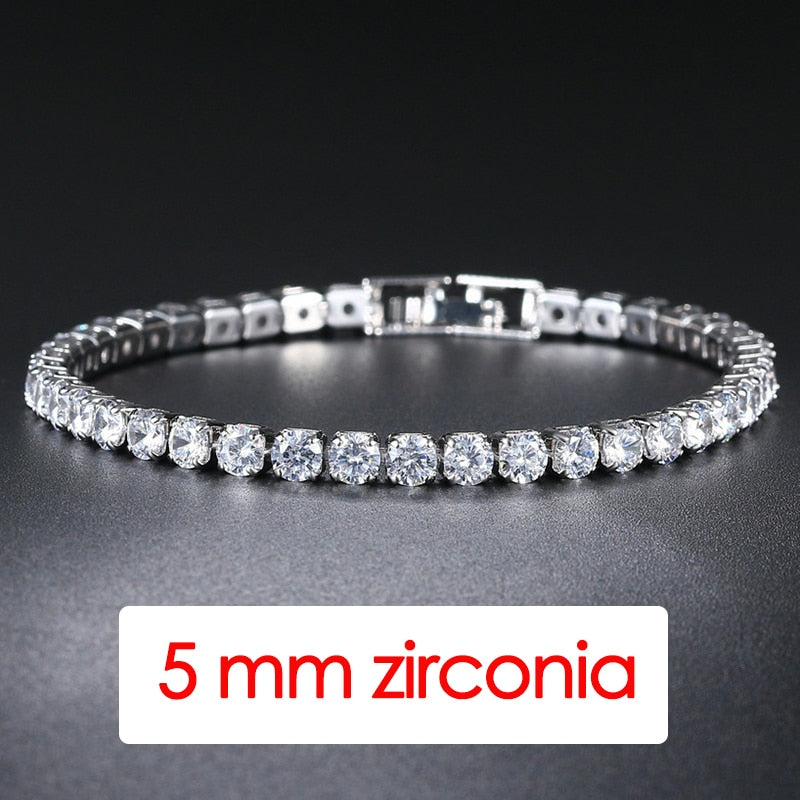 Women&#39;s Tennis Bracelet Hip Hop Trendy AAA+ Cubic Zirconia Silver Color Teen Girl Crystal Chain on The Hand Wedding Jewelry H086