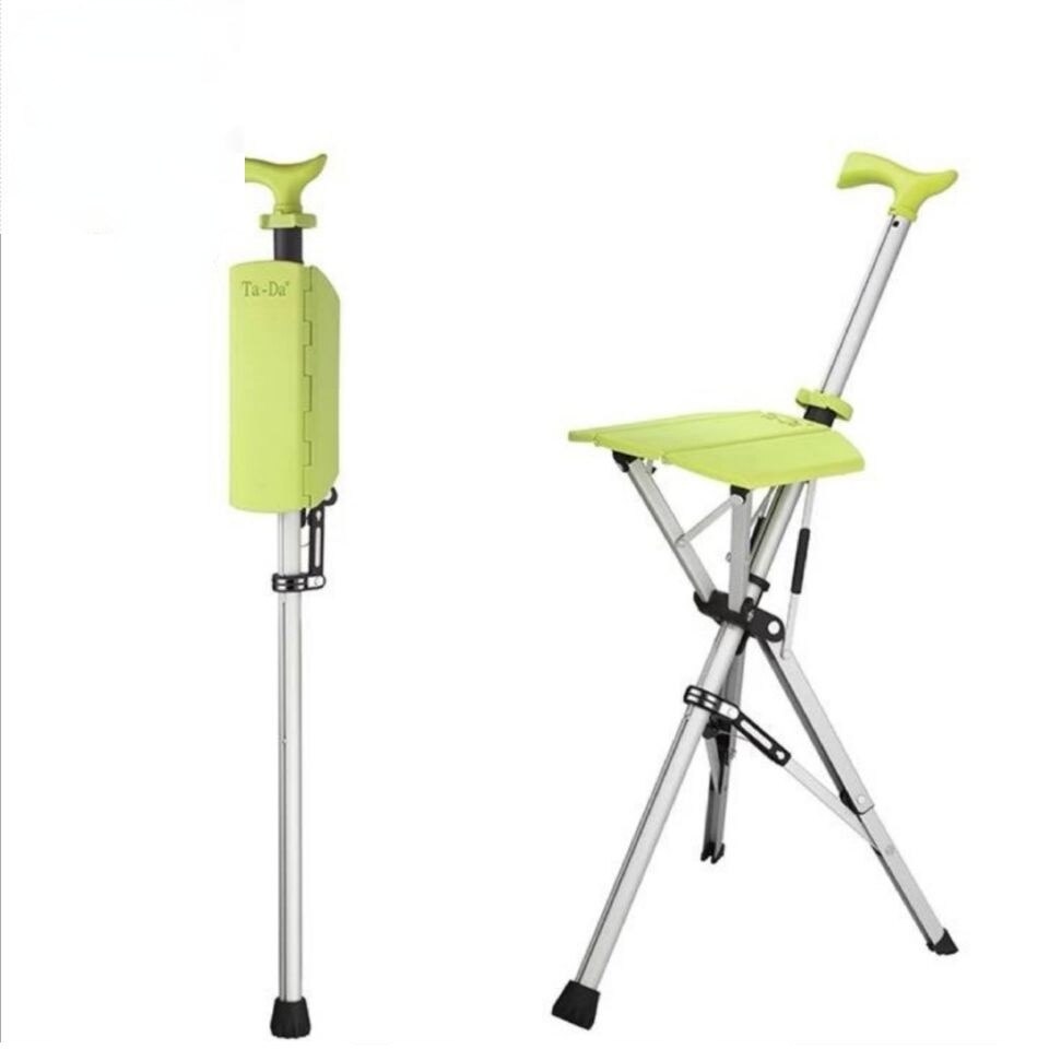 Folding Crutch Chair Elderly Hand Stool Light and Portable Delta Chair Can Sit Non-Slip Walking Stick