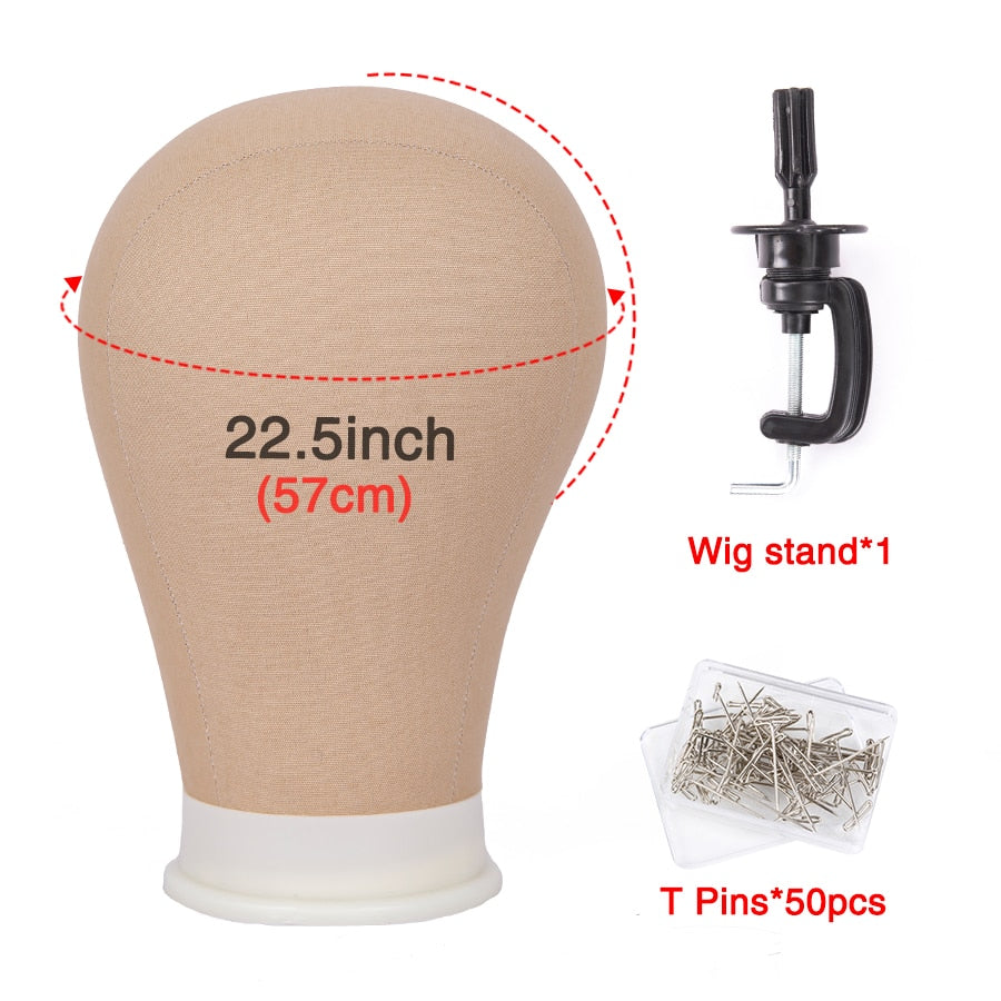 Alileader Training Mannequin Head Canvas Block Head Display Styling Mannequin Manikin Head Wig Stand Free Get T Needle Holder