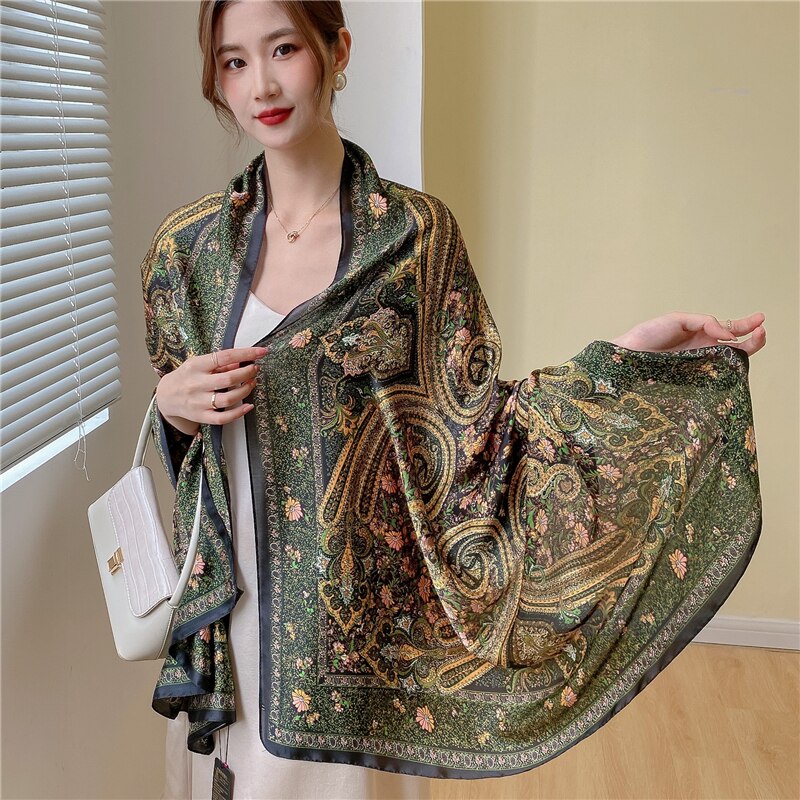 2022 New Design Brand Silk Scarves Summer Women Shawls And Wraps Print Hijabs Scarfs Foulard Femme Pashmina Beach Stoles Luxury