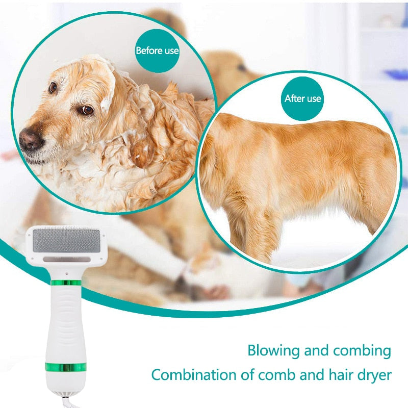 Pet Hair Dryer Portable  2 in 1 Dog Hair Dryer Home Pet Grooming Cat Hair Comb Dog Fur Blower Adjustable Temperature Pet Brush