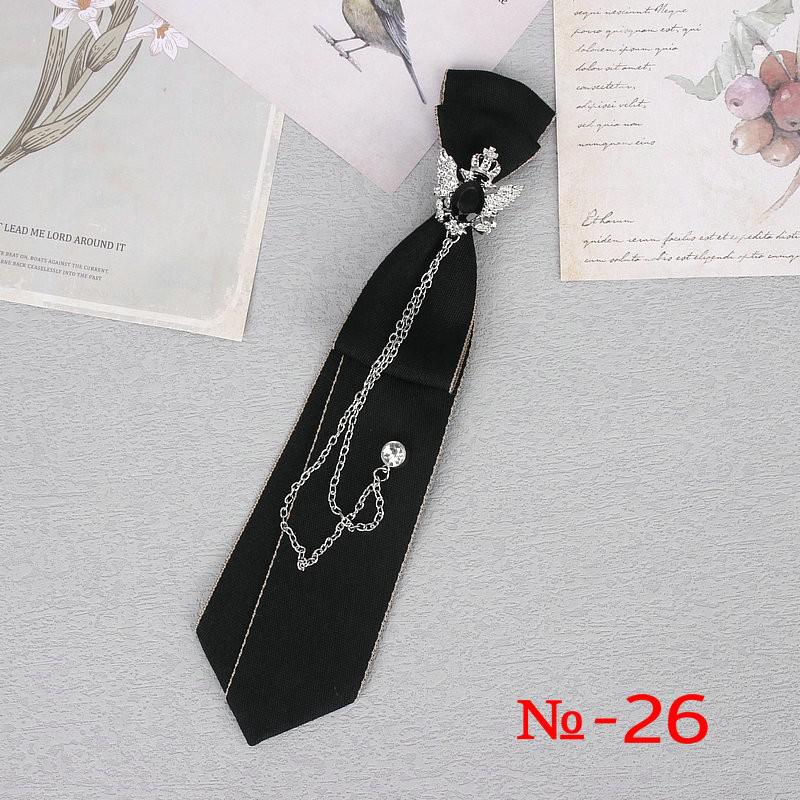 Hand Made Black Ribbon Tie Crystal Rhinestone Jewelry Men Shirts Hot New Girl Boys Collar Neck Ties School Uniform Women Necktie