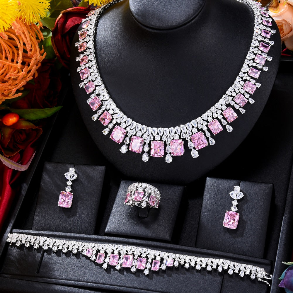 GODKI Luxury Princess 2PCS Tassels Statement Jewelry Set For Women Wedding Party Full Cubic Zircon Dubai Bridal jewelry Set Gift