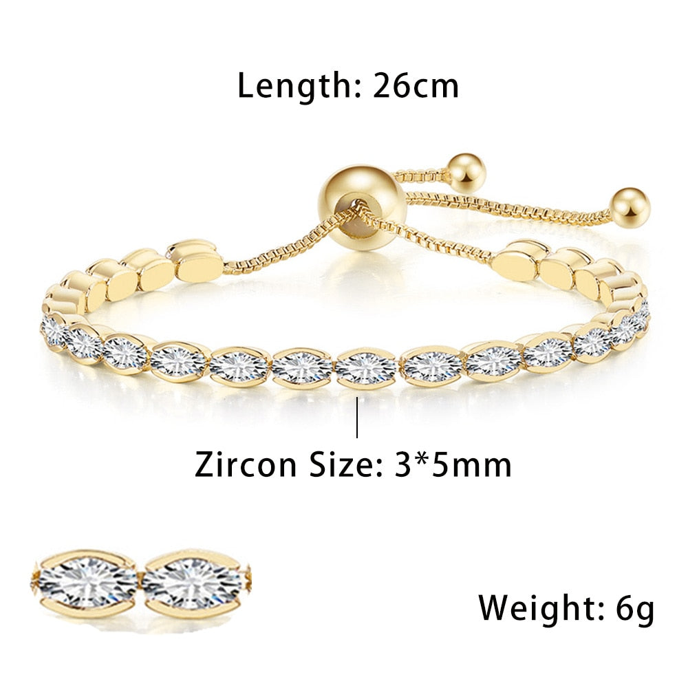 Fashionable Zircon Tennis Bracelets for Women Dazzling Various Shape Crystal Chain on Hand Trend Sexy Party Accessories Jewelry