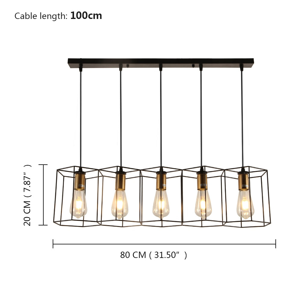 Modern LED Chandelier Hanging E27 Lamp Geometric Metal Frame Lamp Suitable For Creative Light Above the Table Bedroom