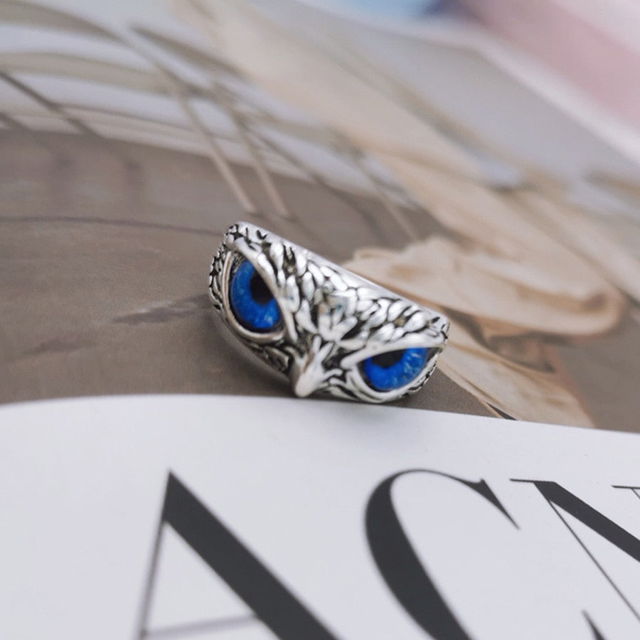 Charm Vintage Cute Men and Women Simple Design Owl Ring Silver Color Engagement Wedding Rings Jewelry Gifts