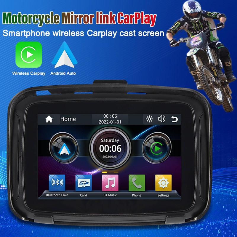 5 Inch Motorcycle Wireless Carplay Android Auto Portable Navigation GPS Screen IPX7 Motorcycle Waterproof Display