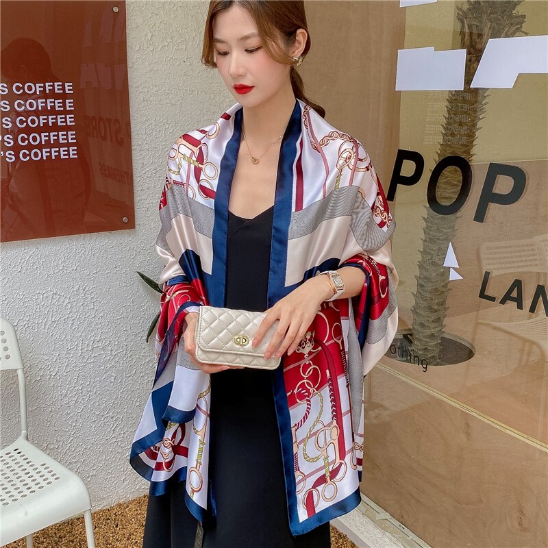 2022 New Design Brand Silk Scarves Summer Women Shawls And Wraps Print Hijabs Scarfs Foulard Femme Pashmina Beach Stoles Luxury