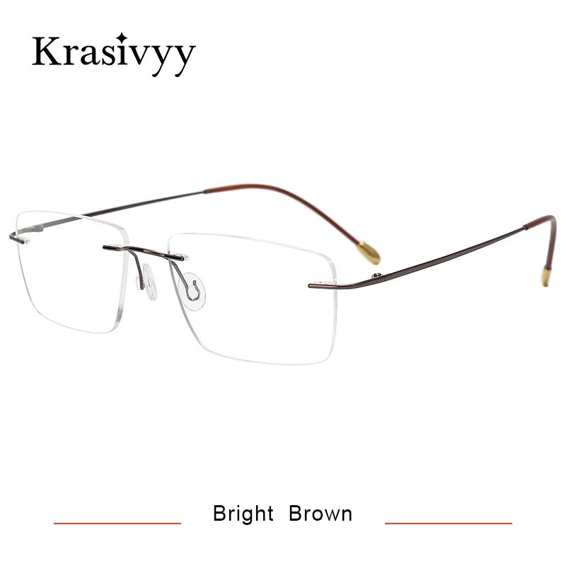 Krasivyy Titanium Glasses Frame Men 2023 New European Design Square Rimless Prescription Eyeglasses Eyewear Frame for Women