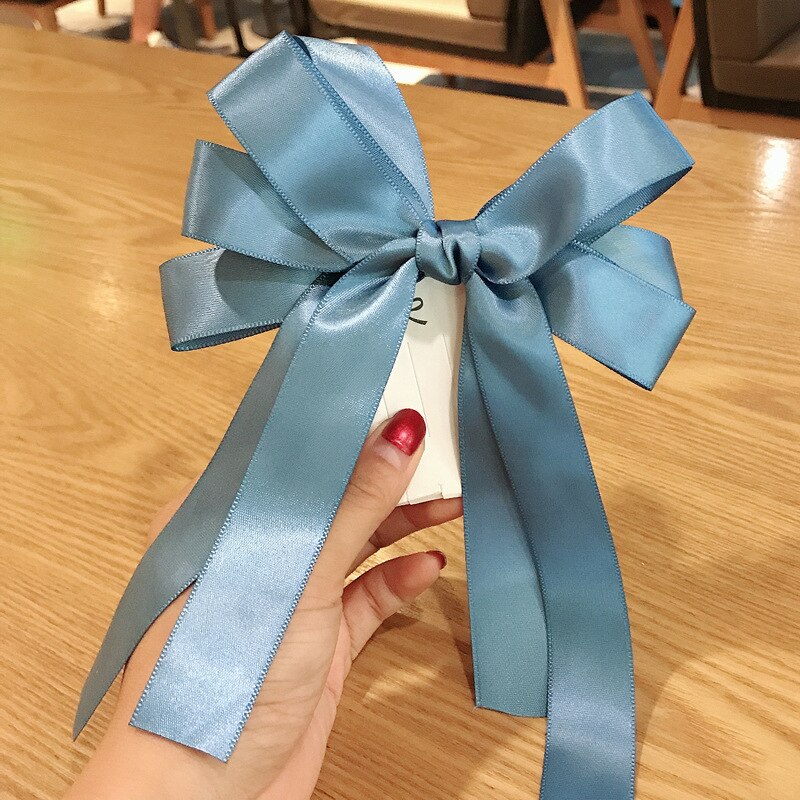 Fashion Korean BowKnot Hair Ties Scrunchies Women Girls Elastic Hair Bands Long Headwear Ribbon Bow Ponytail Hair Accessories