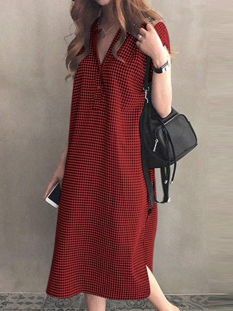 Printed Elegant Split Casual Sundress ZANZEA 2023 Summer V-Neck Short Sleeve Women Midi Dresses Robe Femme