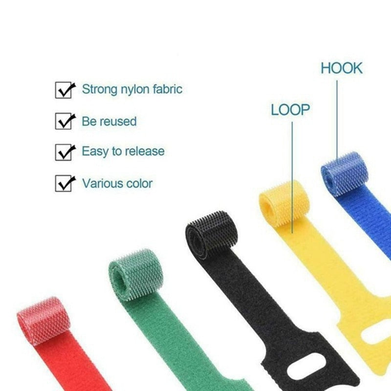 30pcs/50pcs Detachable Cable Ties Color Reusable Nylon Ties T-Type Cable Organizer