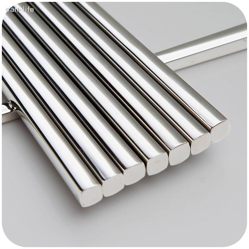 5 pairs/vanzlife food stainless steel chinese chopstick for sushi household children's Chopstick holder Kitchen metal chopsticks