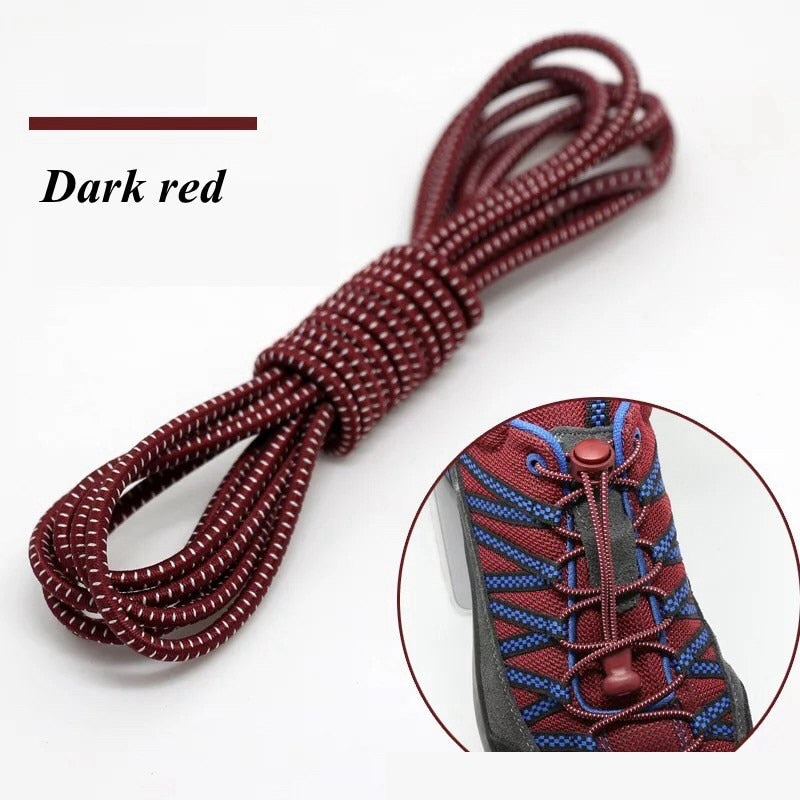 1 Pair 22 Colors Elastic Shoelaces Round Locking No Tie Shoe Laces Kids Adult Quick Lazy Laces Rubber Sneakers Shoelace T1