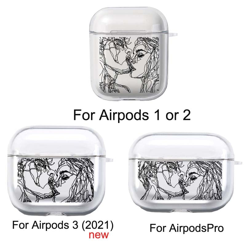 Cover For Apple Airpods 2 1 3 Case Earphone Coque Soft Protector Fundas Airpods Pro 2nd Air Pods Covers Earpods Line Kiss Couple